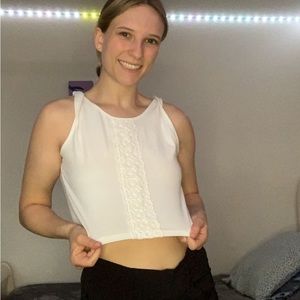 Cropped white tank top